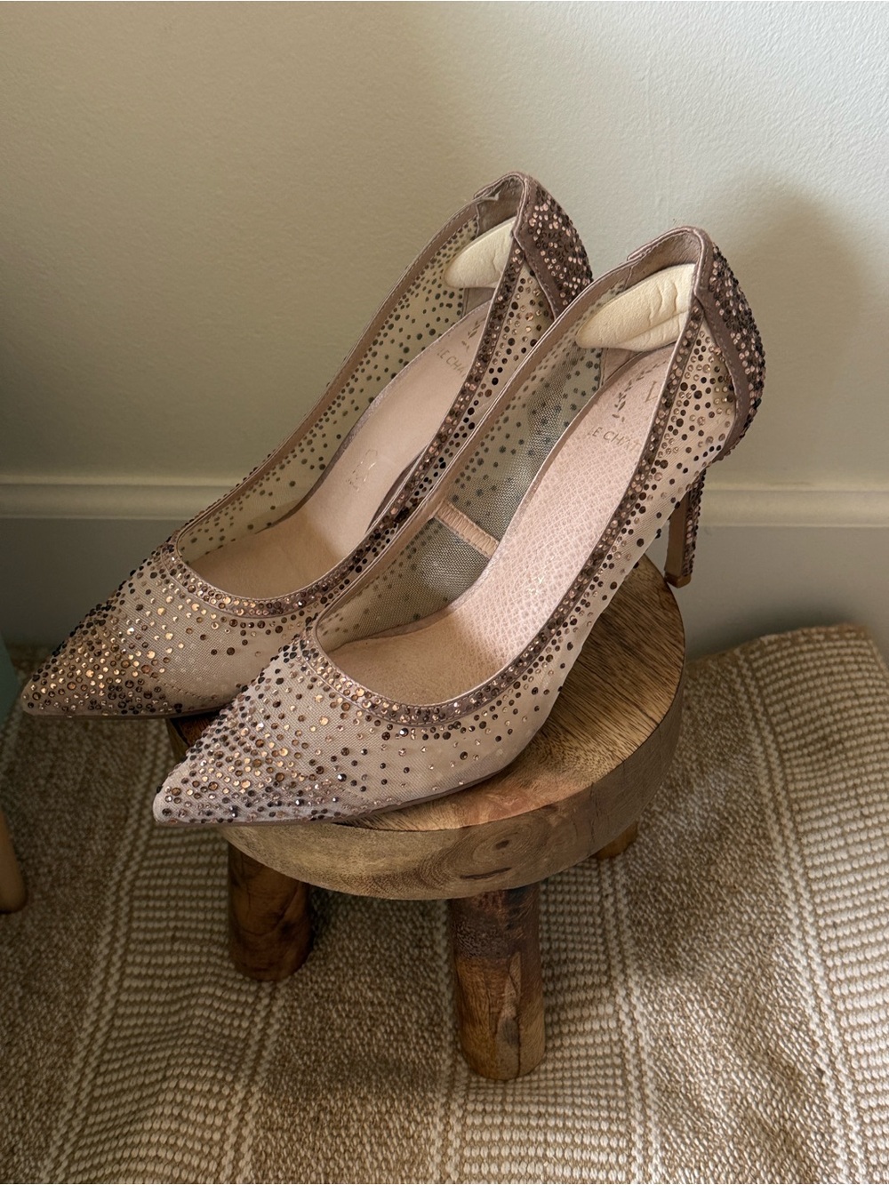 le chateau Blush Crystal-Embellished Pointed Toe Heels